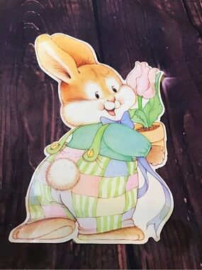 Vintage bloomer bunny with flower cutout wall decor